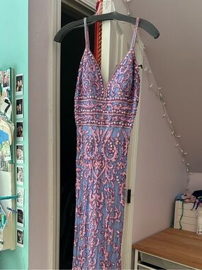Sherri Hill light blue and pink formal dress, size 2